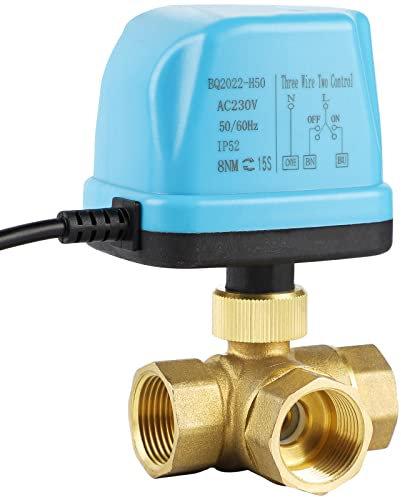 SWAWIS 3 Wege Motorkugelhahn Zonenventil Kugelventil DN25 G1 Zoll AC 230V Motorventil Elektrisches Ventil Messing Absperr Umschalt Kugelventil Zweiwegeventil für Flusssteuerung