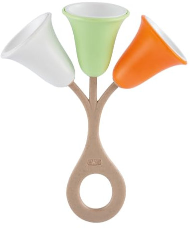 Chicco ECO+ Tulpen Rassel, leicht zu greifen und zu schütteln, aus recyceltem Kunststoff, farbfrei, mit lustigem Jingle, Babyspielzeug, 3-18 Monate