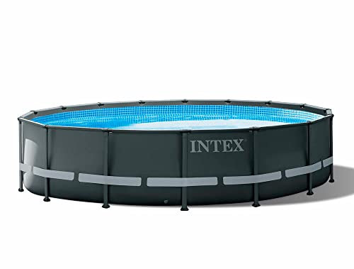 Intex 26326 16ft x 48inch Round Ultra XTR Metal Frame Swimming Pool with Sand Filter, Ladder, Cover & Ground Cloth. UK spec with Factory fitted UK 3 Pin Plug