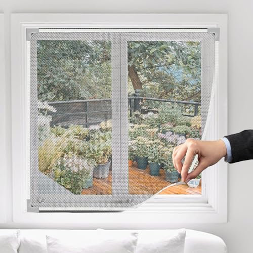 Timisea Fliegengitter Fenster Magnet,fenster-fliegengitter mit innovativer magnetbefestigung, 100 x 120cm,DIY Insektenschutz Magnetisches Fenstergitter, kein Bohren,Einfache Installation