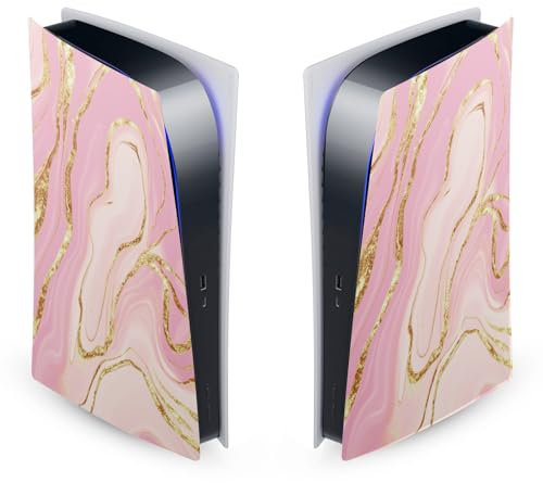 Head Case Designs Pink and Gold Marble Vinyl Faceplate Sticker Gaming Skin Decal Cover Compatible With Sony PlayStation 5 PS5 Digital Edition Console