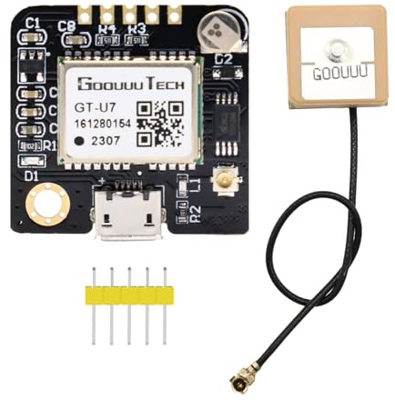 APKLVSR GT-U7 GPS Módulo, GT-U7 módulo Receptor, 3,6 V-5 V, Alta sensibilidad con Antena IPEX, Compatible con microcontrolador de satélite GPS NEO-6M para Arduino EEPROM