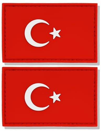 stidsds Türkei-Flaggen-Patch, Türkei-Flagge, taktischer Aufnäher, Türkei-Flaggen, PVC, Klettverschluss, für Kleidung, Hut, Rucksäcke, Stolz, Dekorationen, 2 Stück