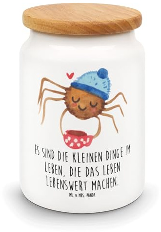 Mr. & Mrs. Panda Dose Spinne Agathe Kaffee - Geschenk, zuckerdose, Morgen, Lebensweisheiten, Kaffeedose, Keksdose, Weiser Spruch, Vorratsdose, Morgenmuffel, behälter