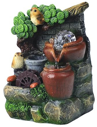 Amosfun 1stk Tierische Steingartenverzierungen Simulation Harz Steingarten Desktop Mini Steingarten Wasser Brunnen Bonsai Desktop Wasser Brunnen Dekorationen Student Feder