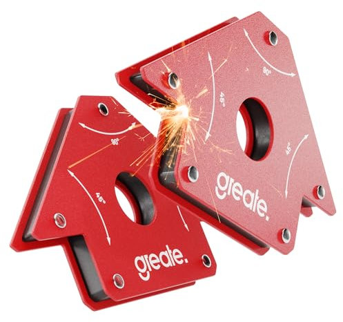 greate 2x Schweißmagnet 22kg Tragkraft - Magnetwinkel Schweißwinkel mit 45°, 90° & 135° - Robuster Schweissmagnet mit starker Haftkraft - Schweiss Magnet, Schweisswinkelmagnet Schweißen Zubehör
