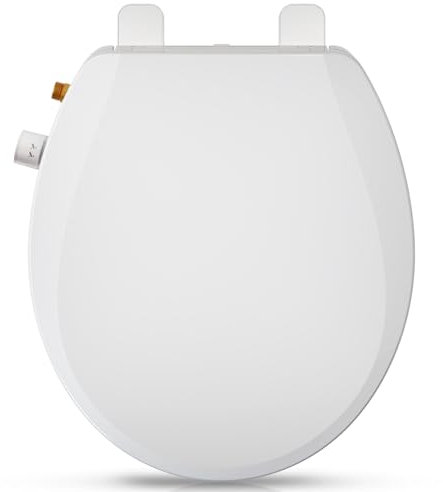Clirass Runder Bidet-Toilettensitz mit leise schließender, nicht elektrischer Bidet-Toilettensitz mit selbstreinigenden Doppeldüsen, weißer Bidet-Aufsatz, passend für runden WC-Sitz, Bidet mit