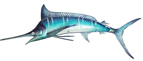 EUROCATCH Marlin - Wanddekoration - 95cm - 3D - Metall und Glas - Kunst - Mancave Deko - Wanddekoration - Geschenkidee