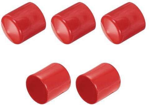 QUARKZMAN 5 Stück Gummi Endkappen 37 mm Kunststoffkappe Gummikappen Schutzkappen Abdeckung Fußkappen für Stuhlbeine Tischbeine Schrauben Bolzen Gewinde Metallstäbe Rohr Zaunpfosten Rot