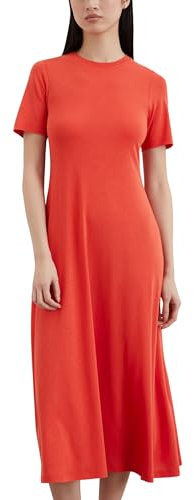Marc O'Polo Damen Jerseykleid mit Rundhalsausschnitt Slim Fit, Rot (Burnt Red), M