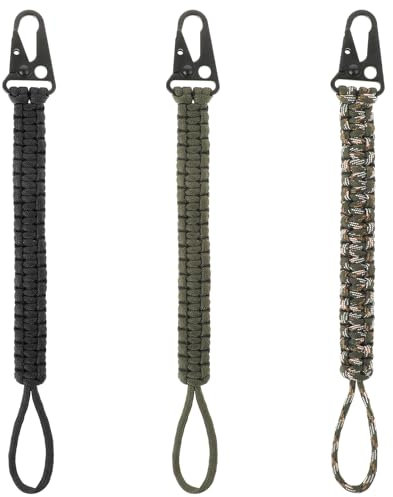 Qianyu 3 Stück Paracord Schlüsselanhänger Strapazierfähiges Geflochtenes Schlüsselband Taktisches Schlüsselband Geldbörsen Zubehör für Männer und Frauen Outdoor Aktivitäten Camping Angeln Jag