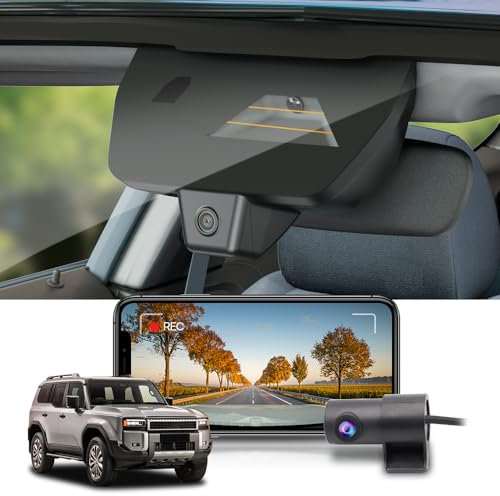Fitcamx Dashcam Vorne Hinten 2160P+1080P kompatibel mit Toyota Land Cruiser Prado J250 15th Gen 2024-2025, OEM Dashcam 4K UHD Video WiFi, G-Sensor, Loop-Aufnahm, WDR Autokamera, Plug&Play, 128GB-Karte