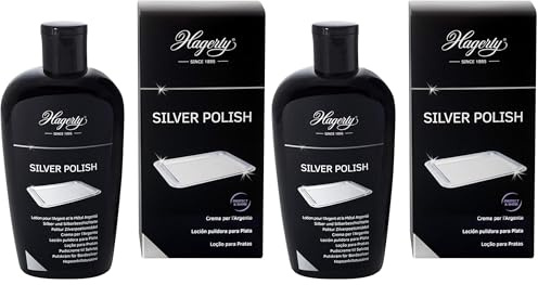 Hagerty Silver Polish 250 ml, pulitore efficace per argento e metalli placcati in argento, effetto immediato per vasi, cornici, accessori, oggetti d'arredo (Confezione da 2)