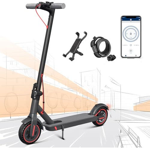 E Scooter mit Straßenzulassung,36V10.4Ah Batterie und 350W Motor Zusammenklappbarer Elektroroller, Reichweite 35KM, Geschwindigkeit bis zu 20KM/H, 8.5 Reifen Belastung 120KG, APP Steuerung