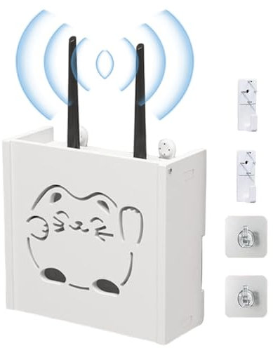 Generico Wall Mounted WiFi Router Storage Box | No-Drill Router Rack for Organizing TV Set-Top Boxes and Remotes | Space-Saving Solution for Home and Office