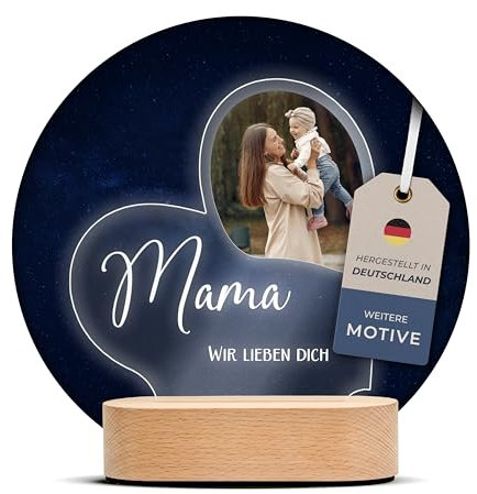 Amari ® Personalisierte Nachtlampe Bogen mit Foto, Individuelle Nachttischlampe, Niedliches Nachtlicht für Erwachsene & Kinder, Personalisierte Geschenke (Herz)