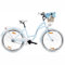 Goetze Style 26 Zoll Damen Citybike, Tiefeinsteiger, 1-Gang, Rücktrittbremse, LED-Beleuchtung, Gepäckträger, Komfortsattel, Schutzbleche, Rattankorb mit Stoffeinsatz, Hollandrad für Stadt & Einkauf!