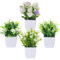 saerryor 4 Pack Small Artificial Plants Indoor Outdoor, Greenery Potted Plastic Fake Flowers Plants, Mini Artificial Plant in Pot, Faux Plant for Home Bathroom Office Table Garden Decor