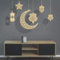Mis.Moon 6 Stück Holz Ramadan Deko, Eid Mubarak Dekoration Anhänge, Mond Stern Laternen Form Hohlanhänger für Innen/Außen Ramadan Eid Party Dekoration