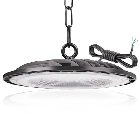 JINABLOSSY 100W UFO Projecteur LED Industriel, 10000LM High Bay Eclairage UFO Lampe Atelier 6500K, IP65 Étanche Éclairage de Plafond LED pour Sous-sol Usine Entrepôt Atelier Garage