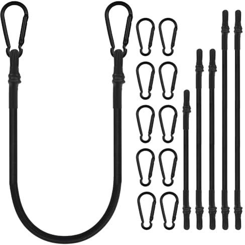 Adiwo Corde Elastiche, 6 Corde Elastiche con Gancio, Cavi Elastici di Fissaggio in Gomma Elastica per Trasporto, Ganci Cinghia Elastica per Tendalini, Teloni, Campeggio e Bagagli (60, 100 e 150 cm)