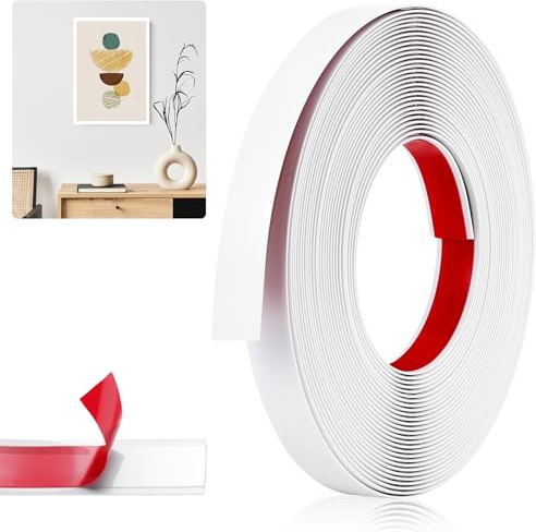 Zierleisten Selbstklebend 12m x 2cm, Weiße Flachleiste Selbstklebend | Flexible Kunststoffleisten, PVC Fensterleiste für Spiegelrahmen Fensterrahmen Wände Böden Tür