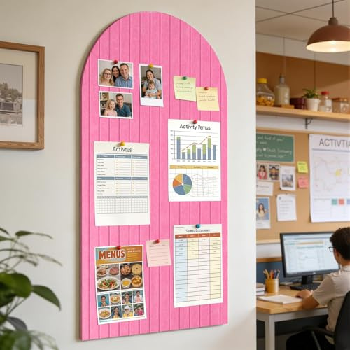 Filz Pinnwand 80x40cm Pfirsichrosa Faltbare Pinnwand Kork Alternative | 0,9cm Dick Memoboard mit 45 Pinnadeln 30 Spurloser Kleber Hochhaftend Pinnwand Ohne Bohren für Büro Schulen Küche Hause
