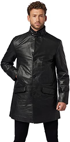 RICANO Veetal - Herren Ledermantel mit aufstellbarem Auslegekragen, abtrennbarem Stepp-Einsatz (Slim Fit) - echtes Büffel Nappa Leder