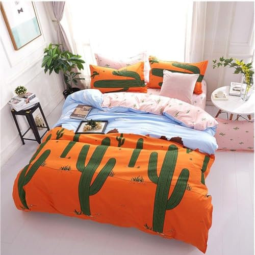 Morbuy Housse de Couette, Motif de Cactus végétal 135x 200 cm Confortable 100% Polyester Microfibre Housse de Couette et taie d'oreiller Ensemble de literie