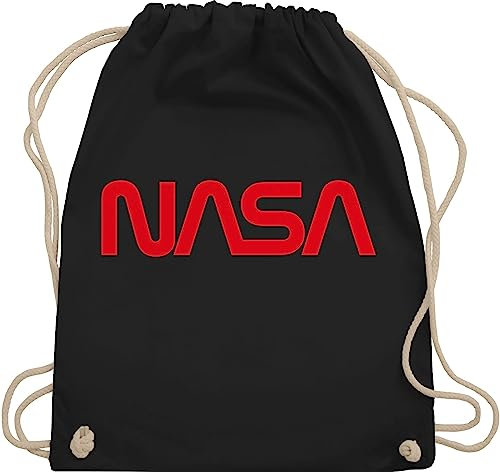 Turnbeutel Rucksack - Nerd Geschenke - Nasa - Raumfahrt Astronaut Mondlandung Weltraum - Unisize - Schwarz - zocker space x stoffbeutel geek logo tasche nerds worm stoffturnbeutel geeks geschenk