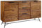Massivholz Sideboard FineBuy 160cm Sheesham Kommode mit 2 Türen & 3 Schubladen Industrial Design Metall schwarz