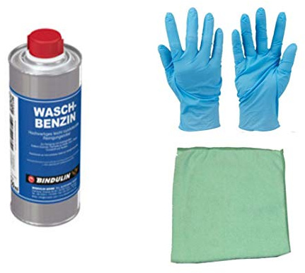 Waschbenzin Reinigungsbenzin leicht rückfettendes Reinigungsmittel zum entfetten inklusive Microfasertuch von E-Com24 (250 ml)