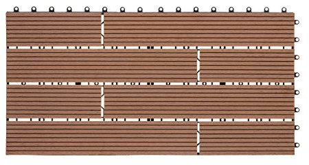 Ventanara® WPC Holz Kunststoff Fliesen Terrassenfliesen Klickfliesen Balkonfliesen 1 Stück (30 x 60 cm Versetzt, Braun)