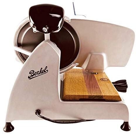 Berkel Aufschnittmaschine - Red Line 250 -Teflon Grau, Profi Allesschneider - aktuelles Modell + 100% handgefertigtes Schneidebrett Angebot