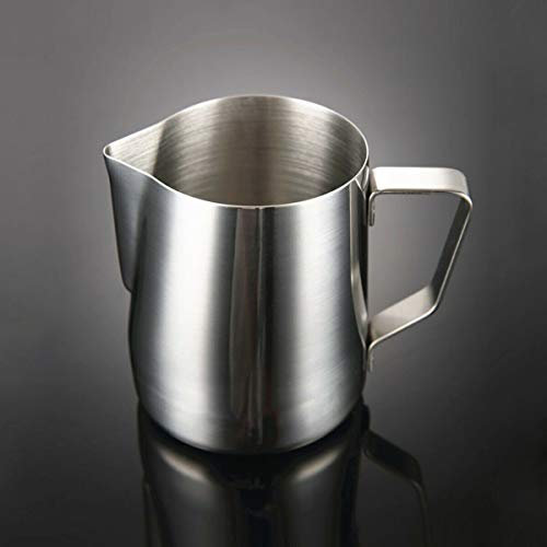 Holdlebe Milchkännchen Milk Pitcher aus Edelstahl, Ideal zum Aufschäumen von Milchschaum, Silber, 350ml