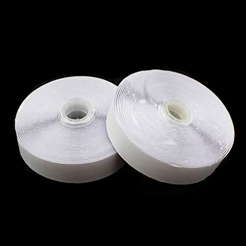 MEEYI Bande Agrippantes Rouleau 25m, Scratch Autocollant Double Face Hook Loop Bande Ruban, pour D'installations Cadre Photo. - Blanc 2.5cm Large