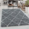 Carpetsale24 Hochflor Läufer Teppich Grau 80x250 cm Rauten Design Flauschiger und Weich Langflor Skandinavischer Stil Shaggy Kleiner Teppich