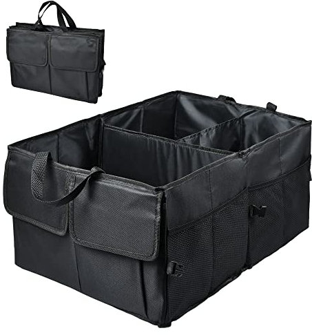Akamino Car Boot Organiser Trunk Organiser, Foldable Car Boot Tidy Durable Auto Storage Bags with Multi Compartment and Large Volume for Rear SUV, Van, Auto Luggage (Black)