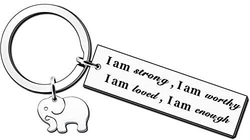 AMZQ Schlüsselanhänger mit Aufschrift I Am Strong, I Am Worthy I Am Loved I Am Enough