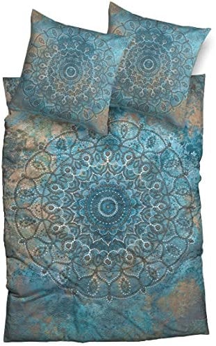 sister s. Bettwäsche Reine Baumwolle Satin Sleep Tight orientalisch Mandala absolut hip Bettwäsche-Set blau braun Vintage (155x220 cm)