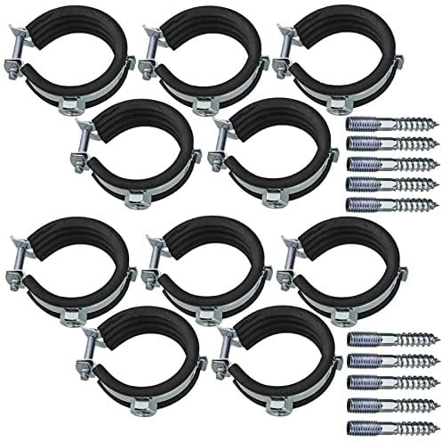 Qualitäts Rohrschellen | Set 10St Gelenkrohrschelle Schallschutz 10-116mm mit Stockschraube | Wunschgröße einfach auswählen >>> 1/4 Zoll = 12-16mm Durchmesser
