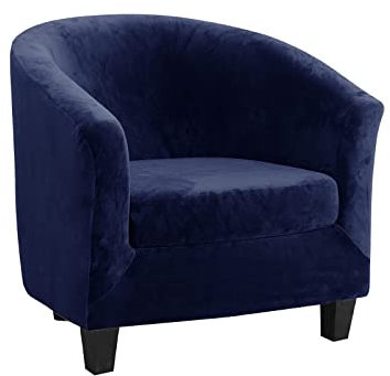 qiden Sesselhusse Cocktailsessel Bezug Samt, Elastisch Sessel überzug 2 Stück (mit Kissenhülle), Sesselbezug mit Armlehnen für Wohnräume, Büros, Hotelempfänge-Tibetisch blau