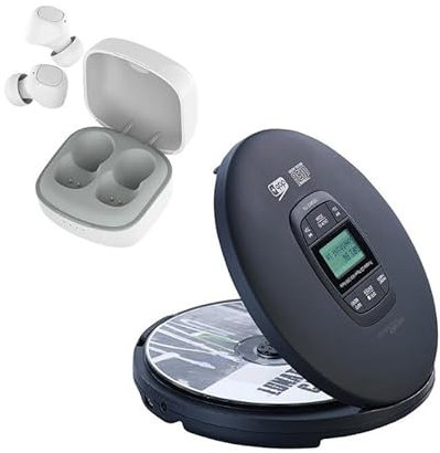 auvisio CD Player Portable: Tragbarer CD-Player, DAB+ Radio, Bluetooth und In-Ear-Stereo-Headset (MP3 CD Player, Abspieler, Stereoanlage)