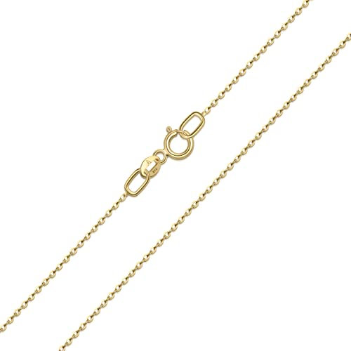 Amberta Allure Damen Halskette aus 9K Gold: 0.95 mm Rolokette - 45 cm