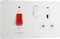 BG Electrical Cooker Switch with Socket and LED, Cooker Control Unit, Control Socket, Double Pole, Screwless Front Plate, Evolve, Pearlescent White, 45A, PCDCL70W