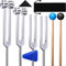 Sxdluzi 4 Packungen Stimmgabel Set (128 Hz, 256 Hz, 512 Hz, 528 Hz) mit Stimmgabelhammer für Klangheilungs Vibrationswerkzeuge