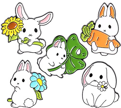 Theaque Lot de 5 broches en forme de lapin