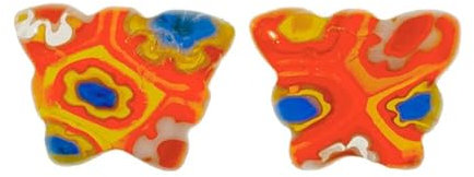 Pendientes mariposa de cristal Murano naranja y Plata de Ley - Pendientes para niña de Plata de Ley