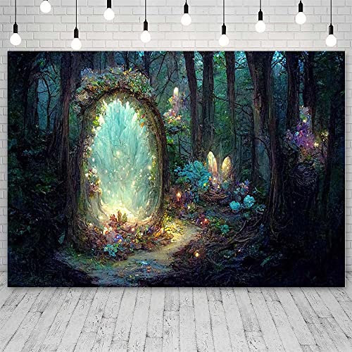 AIBIIN 7x5ft Enchanted Magic Forest Photography Backdrop Fairy Tale Wonderland Elf Portrait Background Banner Princess Family Garden Birthday Party Decoration Wallpaper Photo Studio Props Supplies