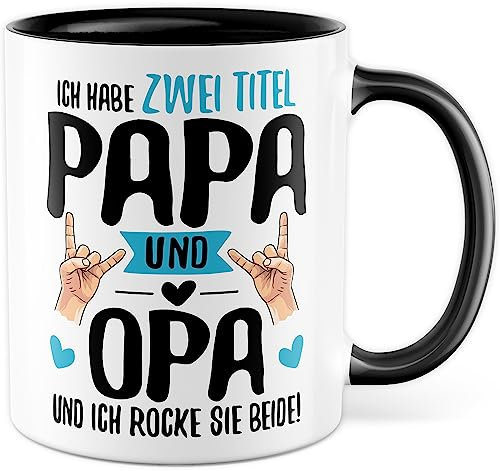 Opa und Papa Tasse Geschenk lustig Vater Großvater Vatertag Kaffeetasse Geschenkidee Humor Geburt Enkel Eltern Großeltern Rock Rockfan